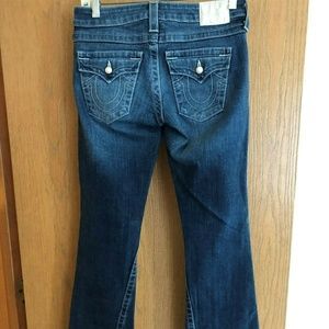 TRUE RELIGION WOMENS JEANS, 26X33, PEARL BUTTONS,